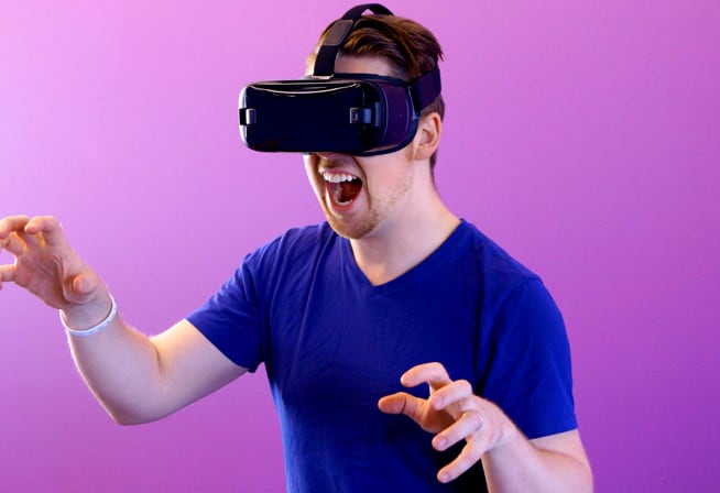 Man discovering VR
